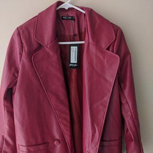 Oversized 80s faux leather jacket
